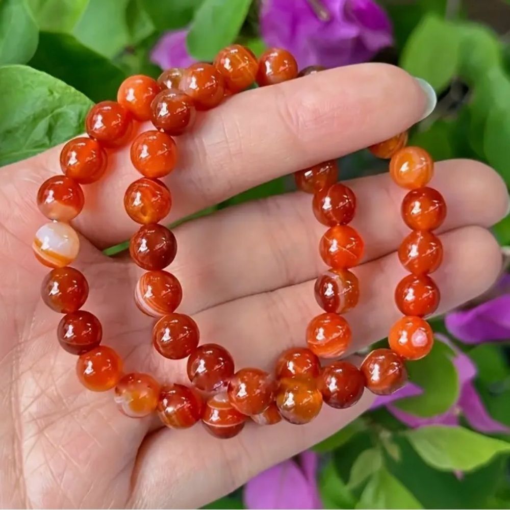 2 PCS Carnelian Beaded Stretch Bracelet